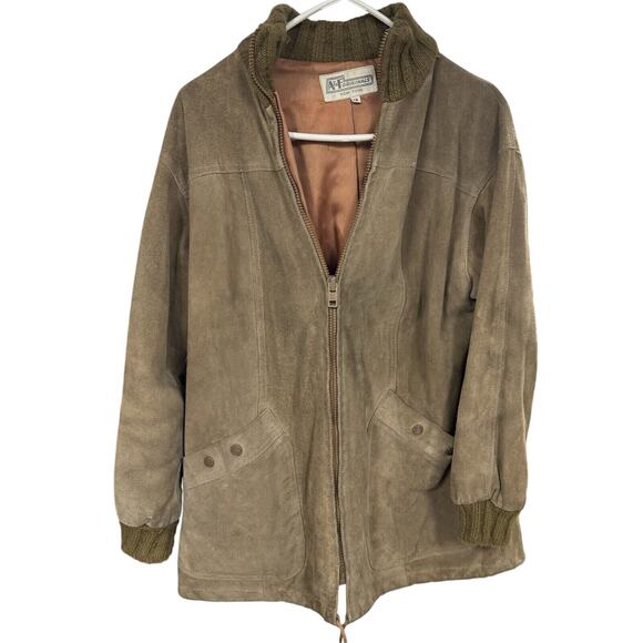 VTG A&F Originals New York Bomber Jacket Mens? 12 Full Zip Lined Suede Leather - Picture 1 of 7
